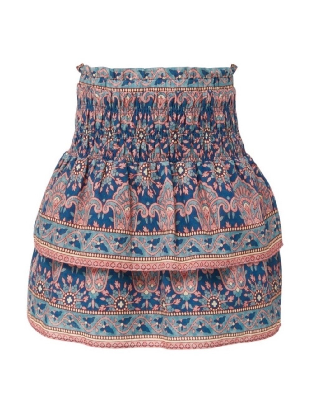 Sea New York Parker Smoked Waist Printed Mini Skirt Girls Size 12 Pink Blue